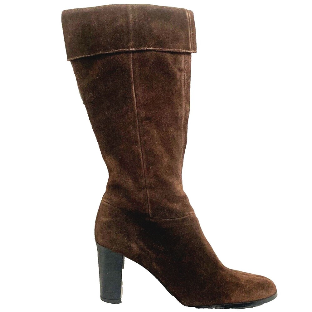Apostrophe Suede Boots Pirate Riding 15 in Brown Zip 6.5 Women Meander Y2K Gypsy